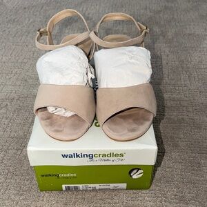 Walking Cradles Beige Suede Open-Toe Ankle-Strap Sandals